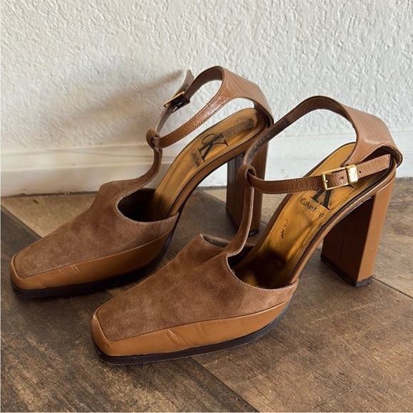 Calvin Klein Shoes - Brown Chunky Heel Sandals vintage retro Calvin Klein
